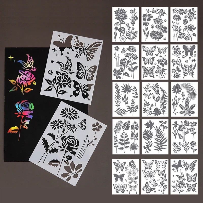 Floral Painting Templates Children Flower Leaf Butterfly DIY Drawing