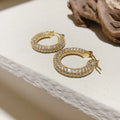 Huitan CZ Hoop Earrings – Two-Size Pave Circle Set for Women