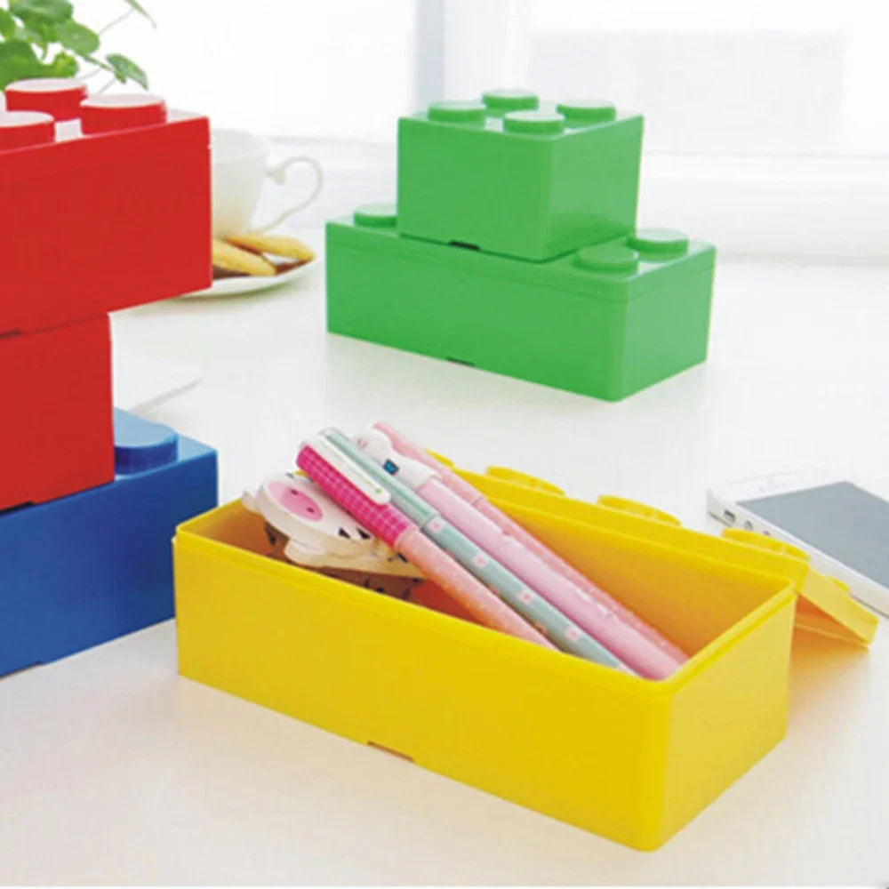 Stackable Building Block Storage Box | Modular Desk Organizer