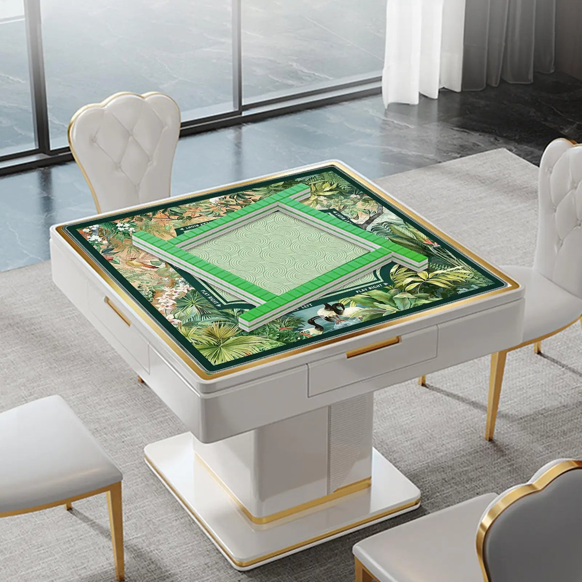 80x80cm Mahjong Mat – Tropical Vintage Anti-Slip Game Table Cover