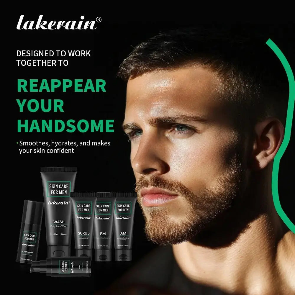 LAIKOU Men's Skincare Kit – Face Wash, Serum, Eye Cream & SPF