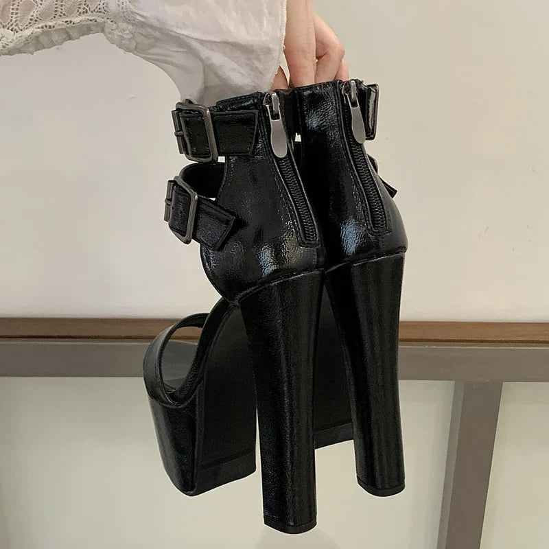 Eilyken Women Platform Sandals Square High Heel Open Toe