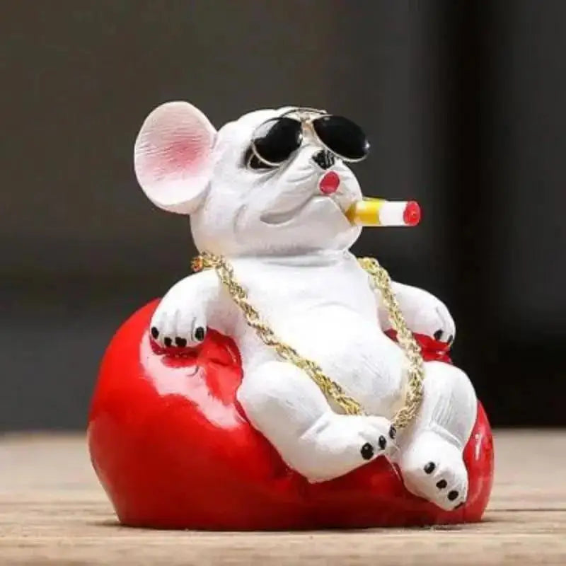 Bulldog Car Dashboard Figurine – Resin Dog Ornament Decor