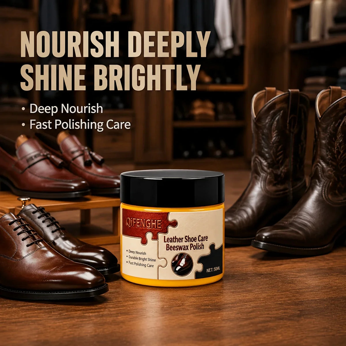 Beeswax Leather Shoe Polish 50ml – Shine, Condition & Protect