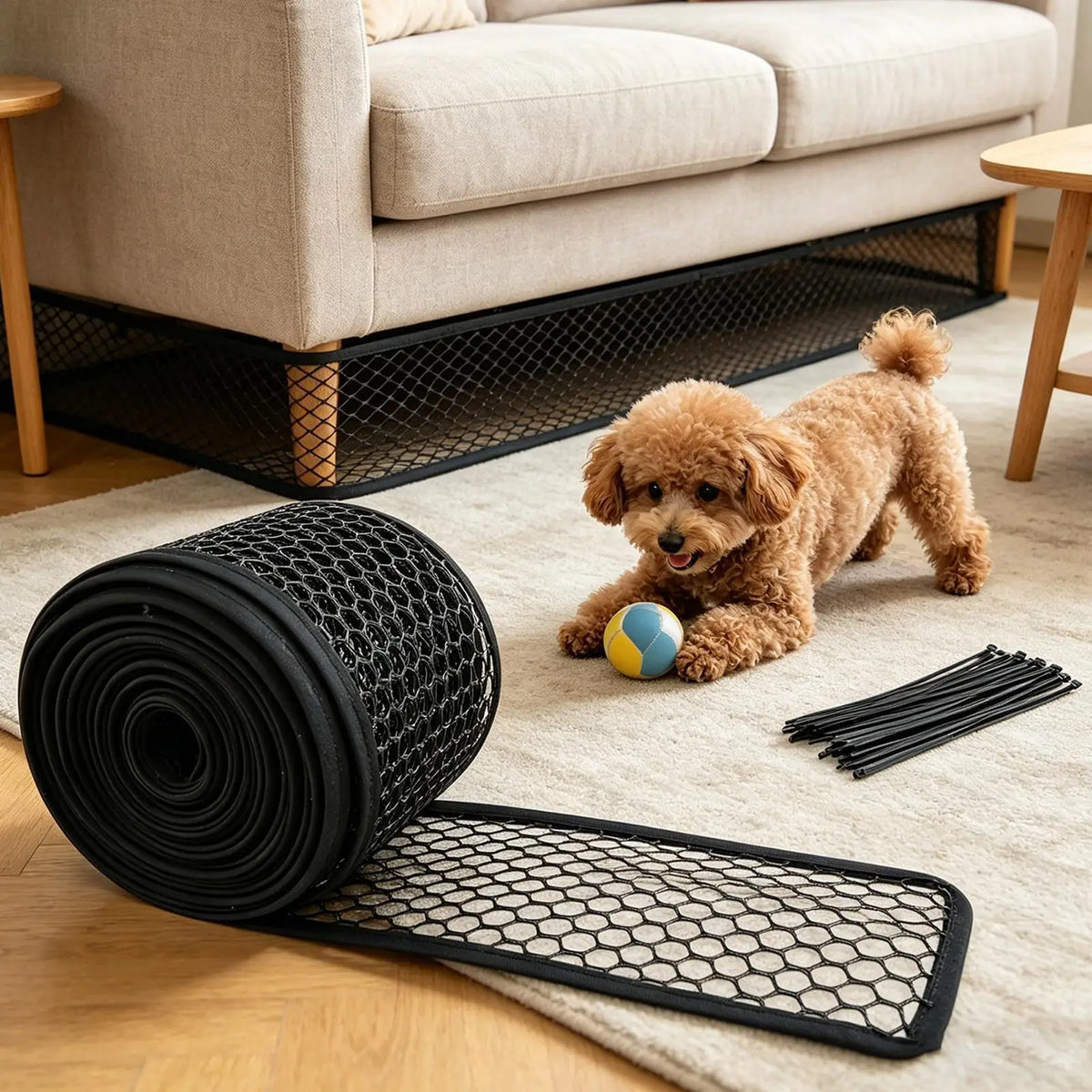 Under Couch Blocker for Kids & Pets – Cuttable Nylon Barrier