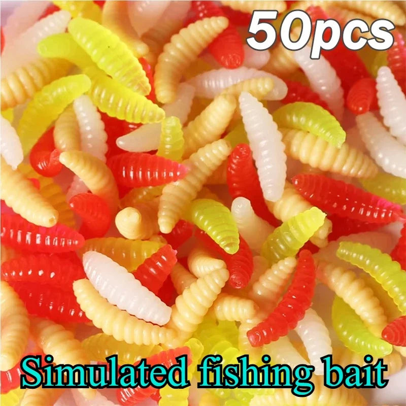 Bread Scent Soft Silicone Grub Lures Lifelike Artificial Maggot Worms