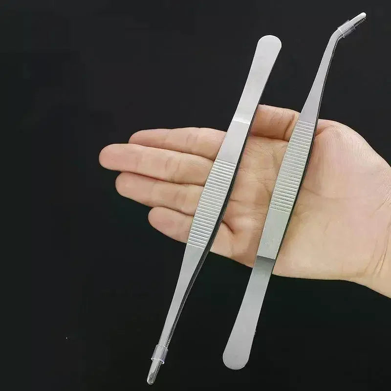 2-Pack 25cm Stainless Steel Kitchen Tweezers – Straight & Curved