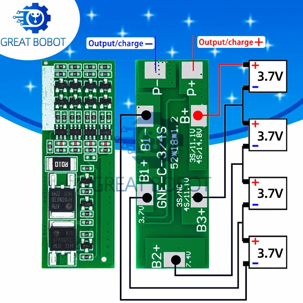 4S 8A BMS Li-ion Battery Protection Board – 14.8V Charger Module