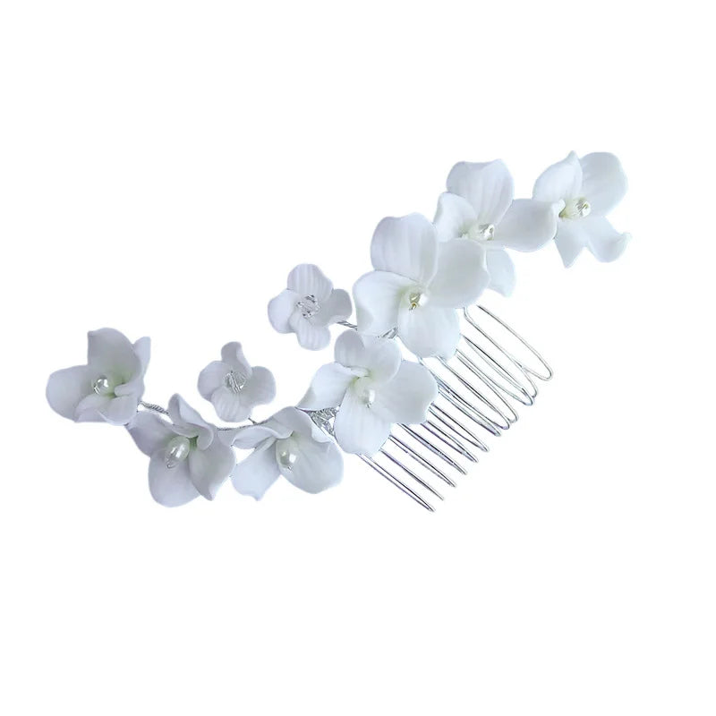 Handmade Ceramic Pearl Hair Combs & Bun Maker Set