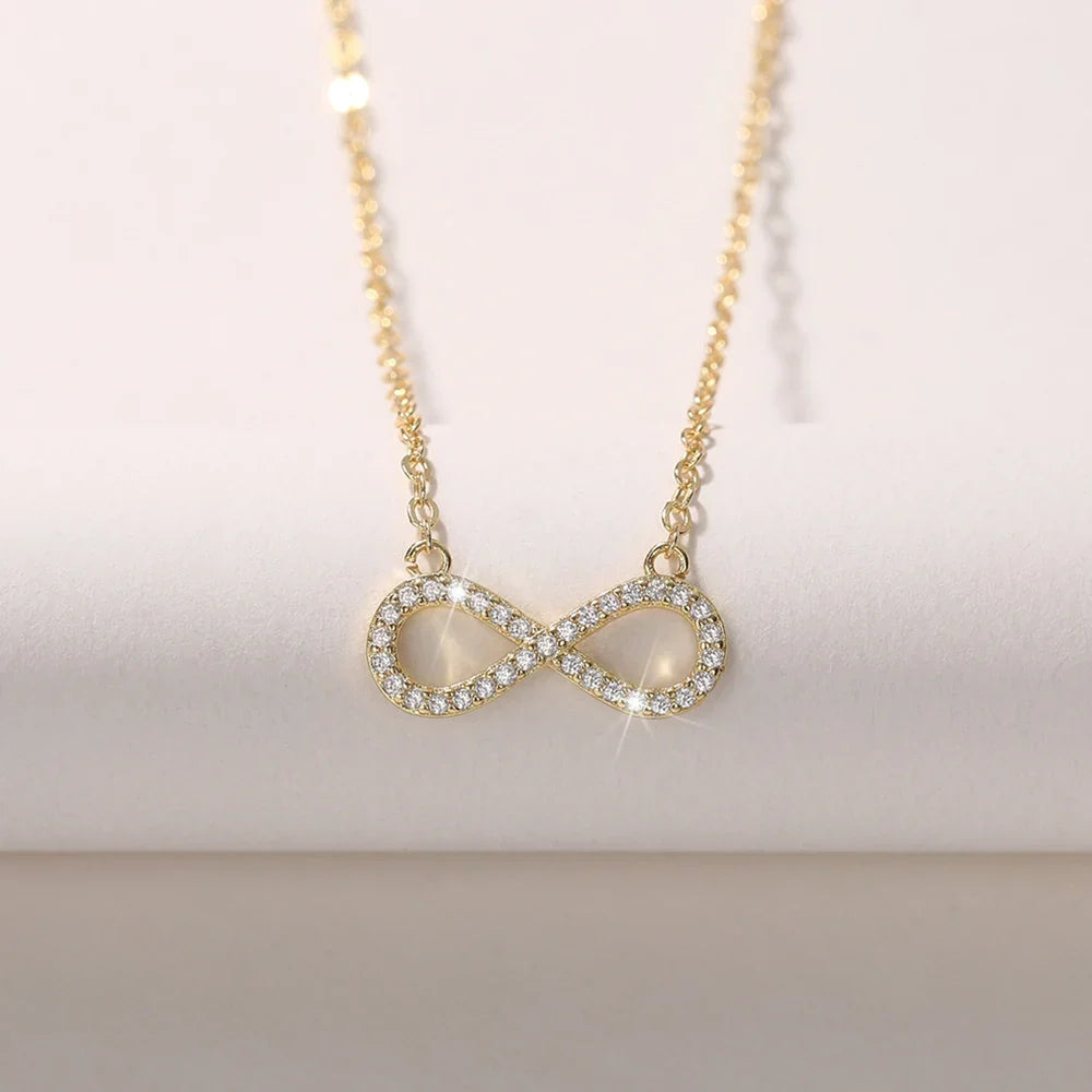 Huitan Infinity Figure 8 CZ Pendant Necklace | Wedding Jewelry