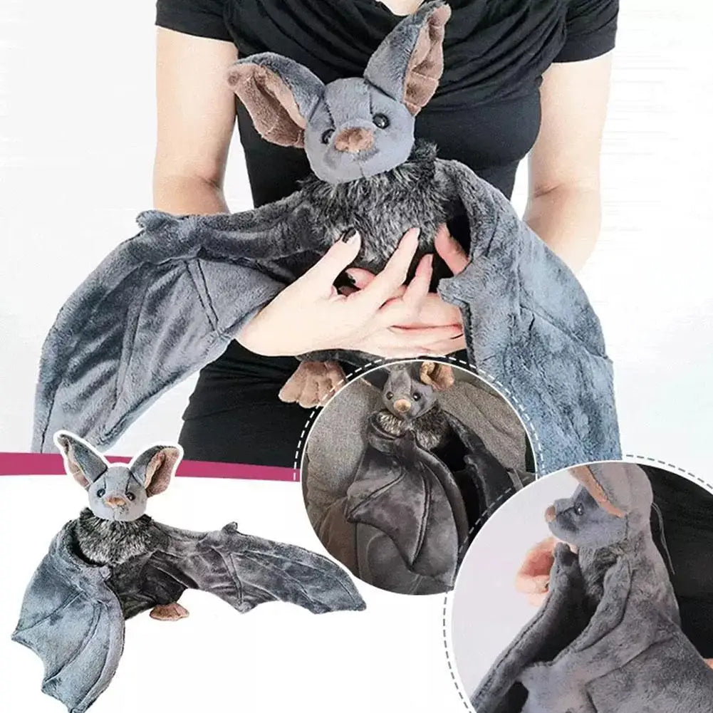 Bat Stuffed Plush Doll Pillow | Foldable Wings Halloween Decor