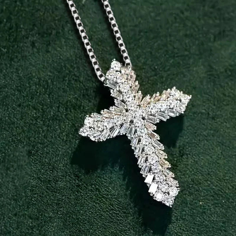 Huitan Crystal Cross Pendant Necklace | Cubic Zirconia Women