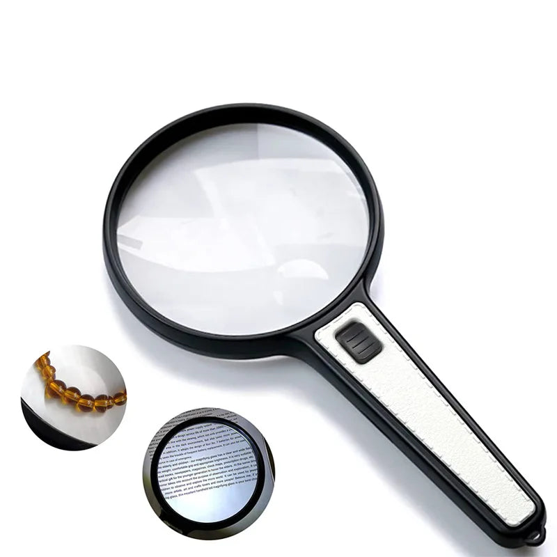 10X Handheld Illuminated Magnifying Glass – 4 LED Lights Loupe