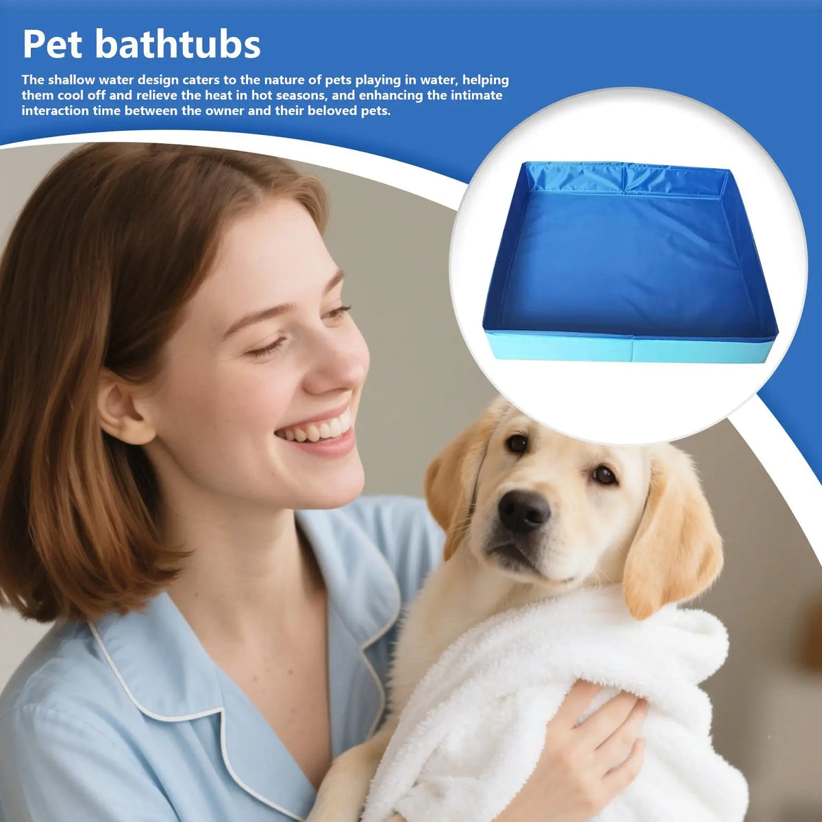 Foldable PVC Dog Bath Tub – Anti-Slip Square Pet Pool