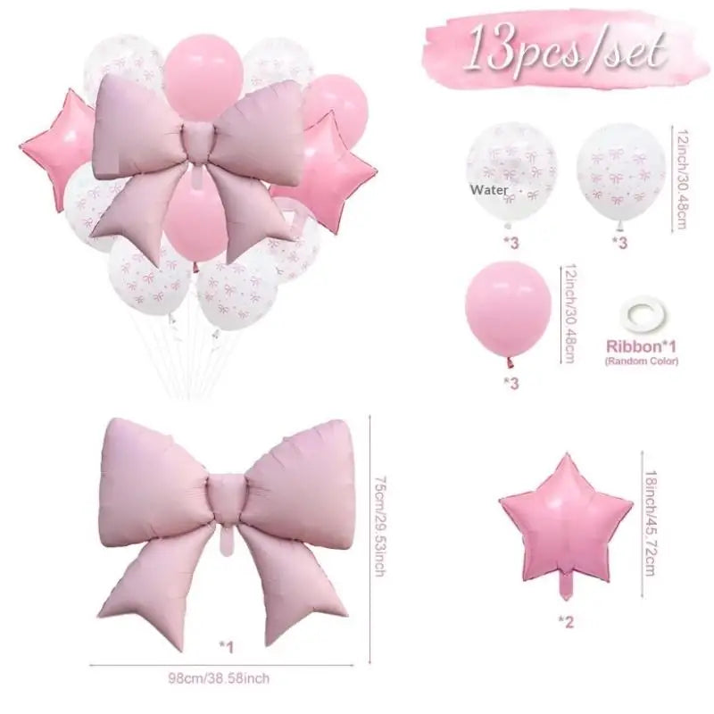 Bow Print Latex Balloon Foil Coquette Birthday Girl Baby Shower