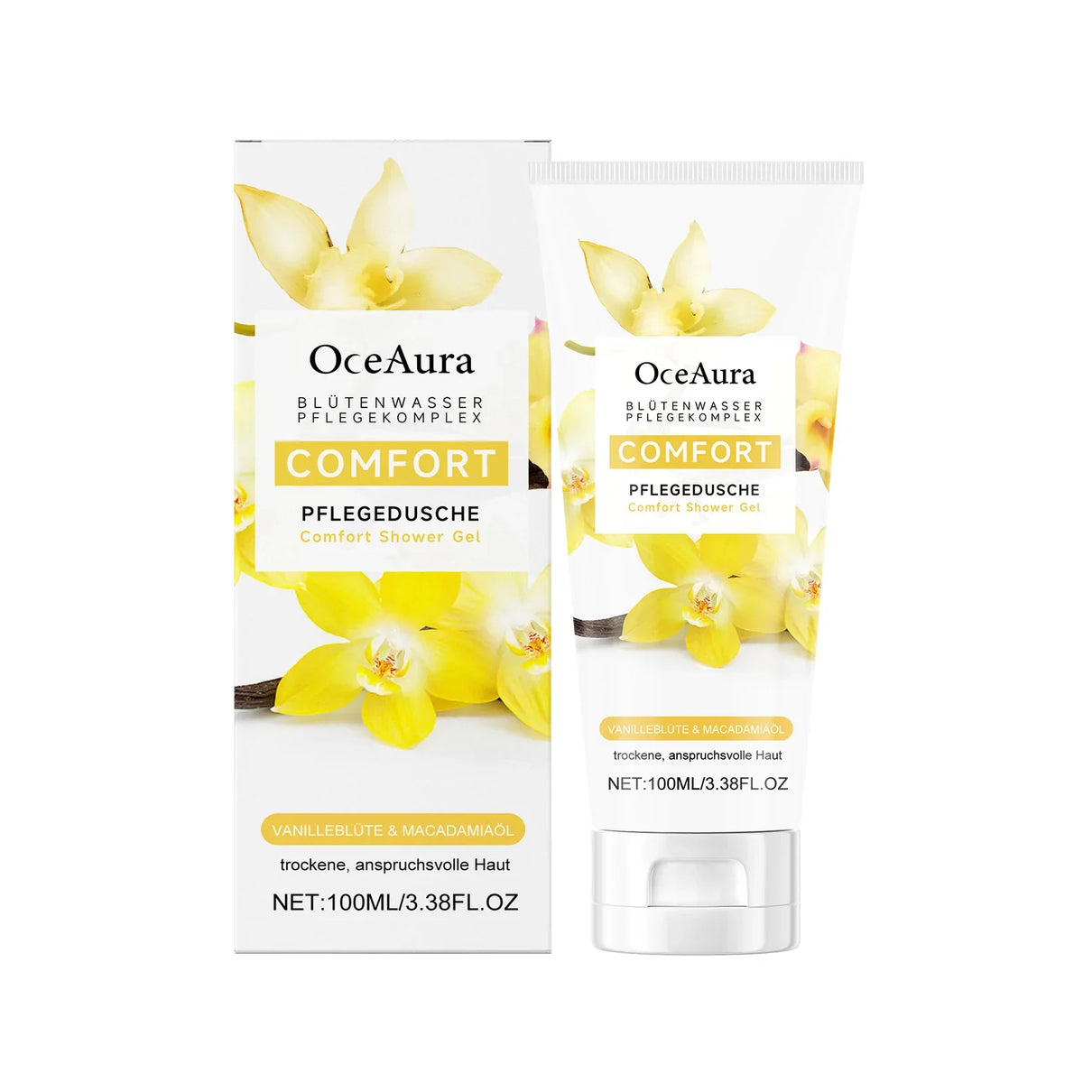 OceAura Vanilla Body Wash – Plant-Based Moisturizing Shower Gel