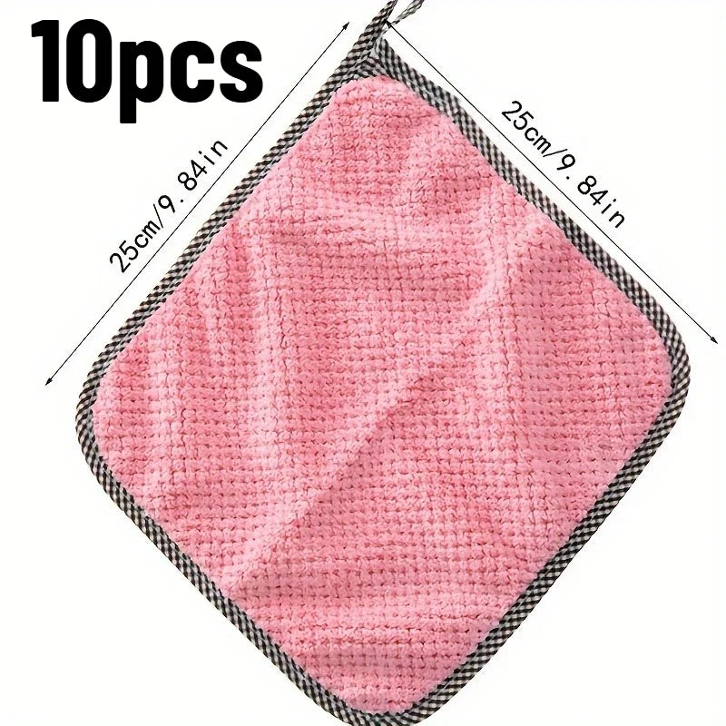 10-Pack Coral Velvet Dish Cloths – Soft, Absorbent & Reusable
