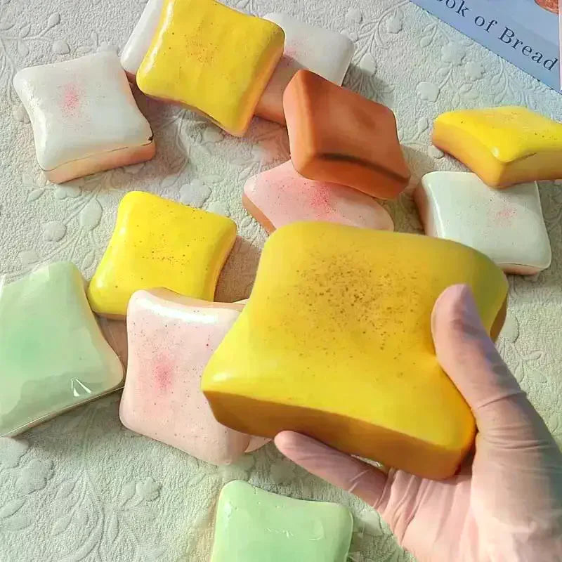 Toast Squeeze Fidget Toy – Soft PU Foam Bread Sensory Toy