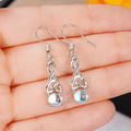 Huitan Celtic Knot Drop Earrings with Simulated Opal Stone