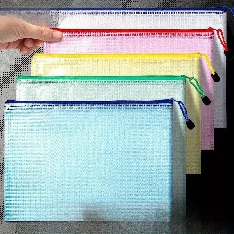 5-Pack A4 Zipper File Bags – Clear PVC Large Capacity Organizer