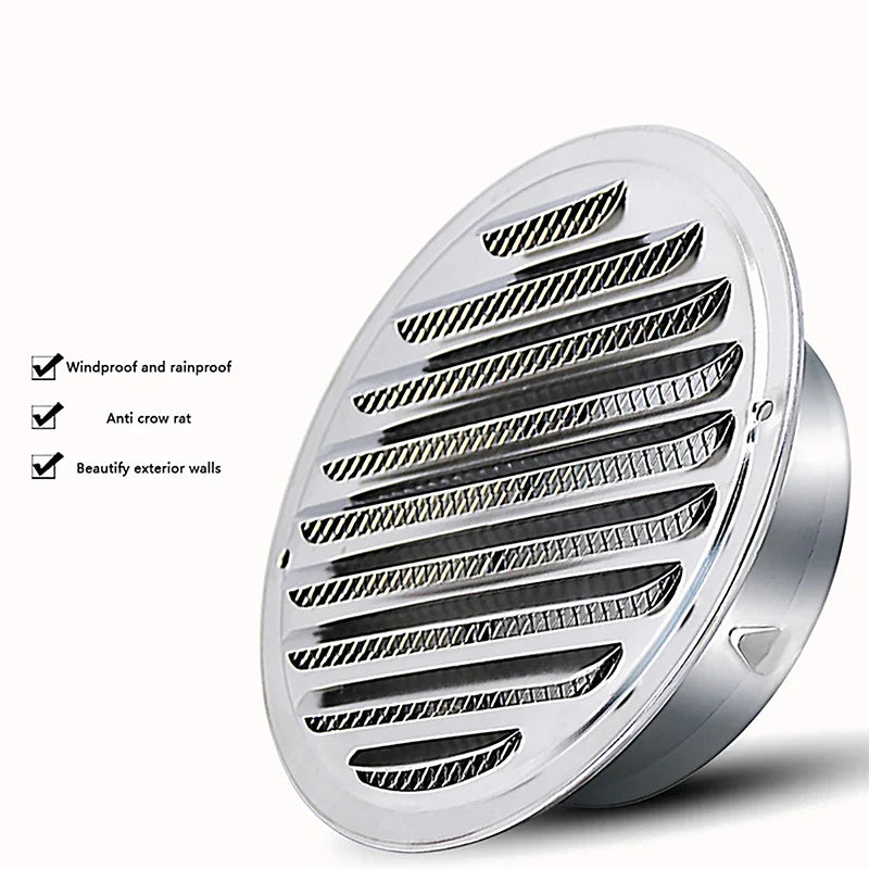 Round Stainless Steel Air Vent Grille | 70–150MM Wall Duct Cover