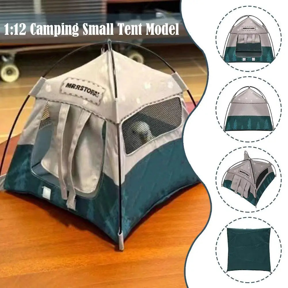 Miniature Camping Tent Model | 1:12 Scale Dollhouse Ornament