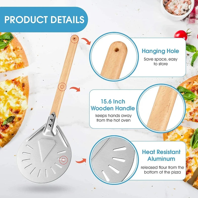 PGY Perforated Pizza Peel 7/8/9 Inch – Aluminum Wood Handle