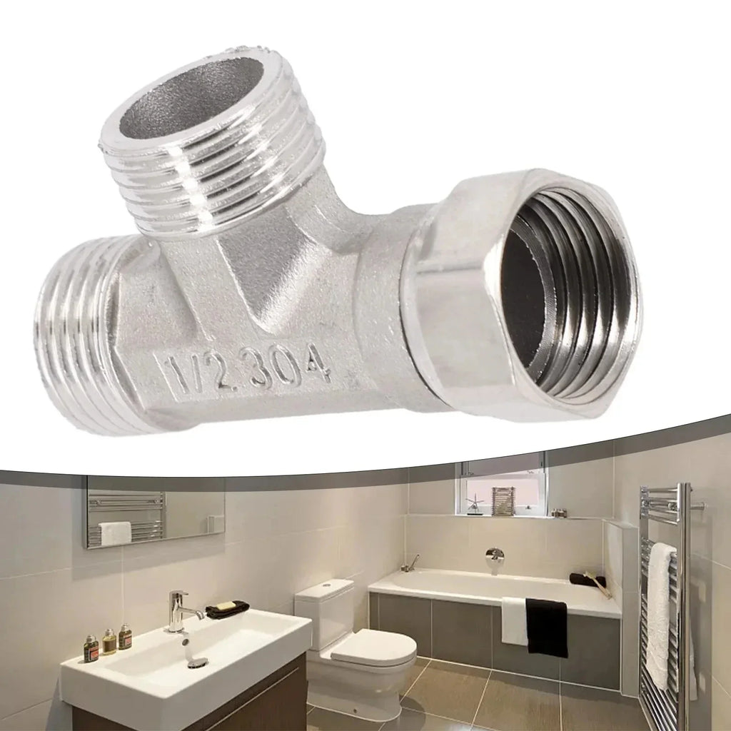 G1/2" Stainless Steel Three-Way T-Adapter Diverter Valve | Bidet & Shower