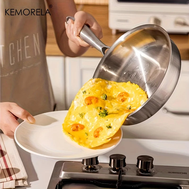 KEMORELA 3-Piece Stainless Steel Non-Stick Frying Pan Set