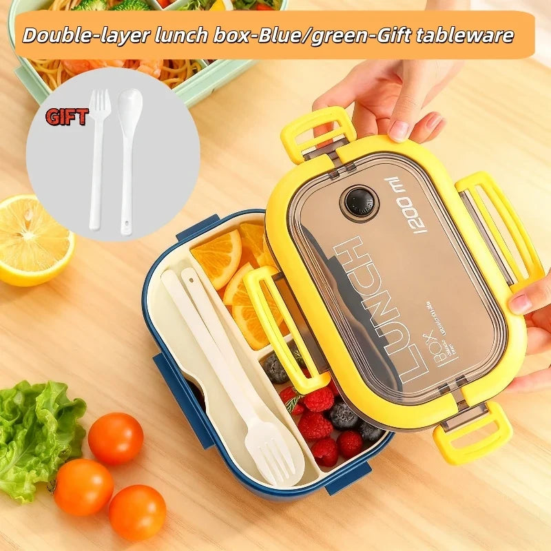 Double Layer 4-Compartment Bento Box 1000ml | Leak-Proof