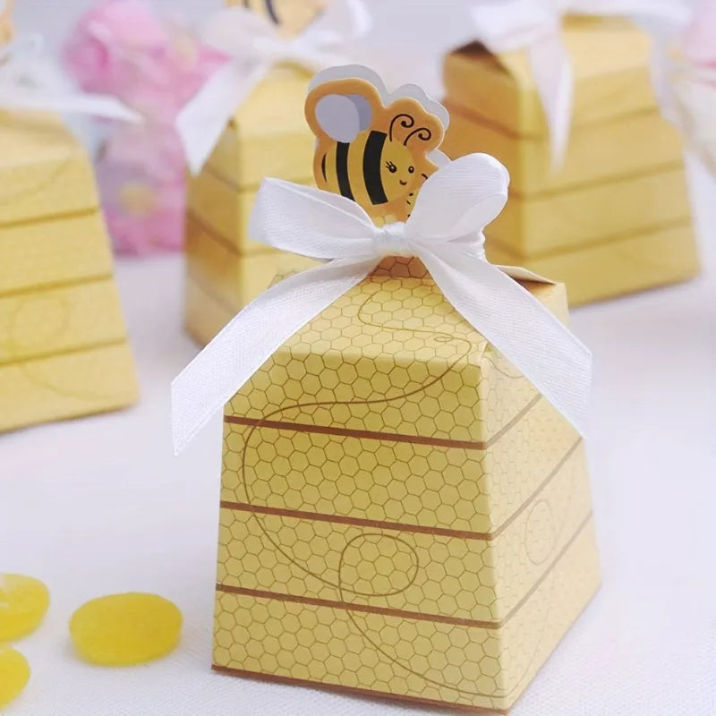 20 Bee Party Favor Boxes – Honeycomb Treat Boxes for Events