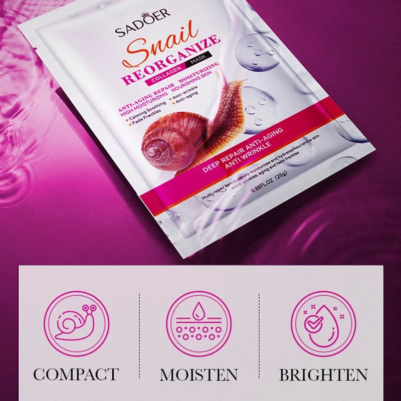 SADOER Snail Collagen Face Mask – Firming & Brightening 5-Pack