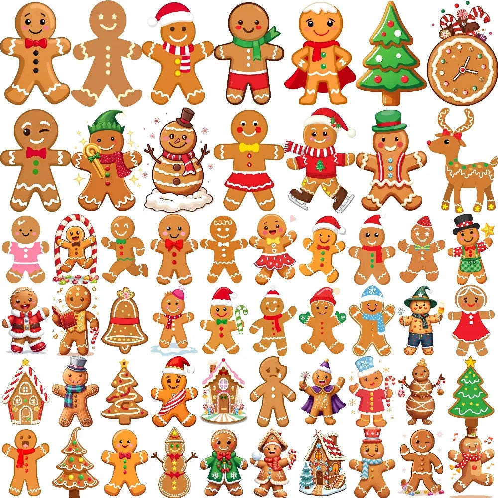 54pcs Christmas Gingerbread Temporary Tattoos – Waterproof Stickers