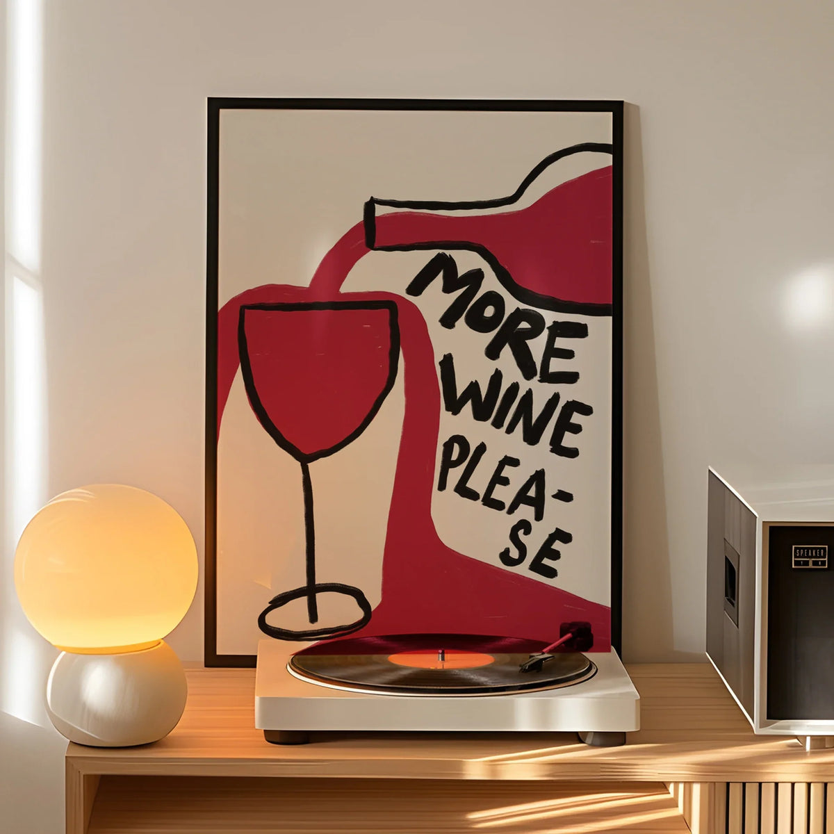 "More Wine Please" Minimalist Quote Canvas Wall Art Print