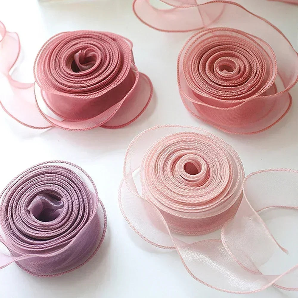 10 Yards Roll Sheer Chiffon Organza Satin Ribbon Wrapping Decoration