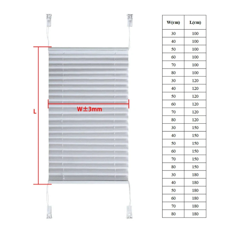 No-Drill Pleated Window Blind with Clamp Brackets | Indoor