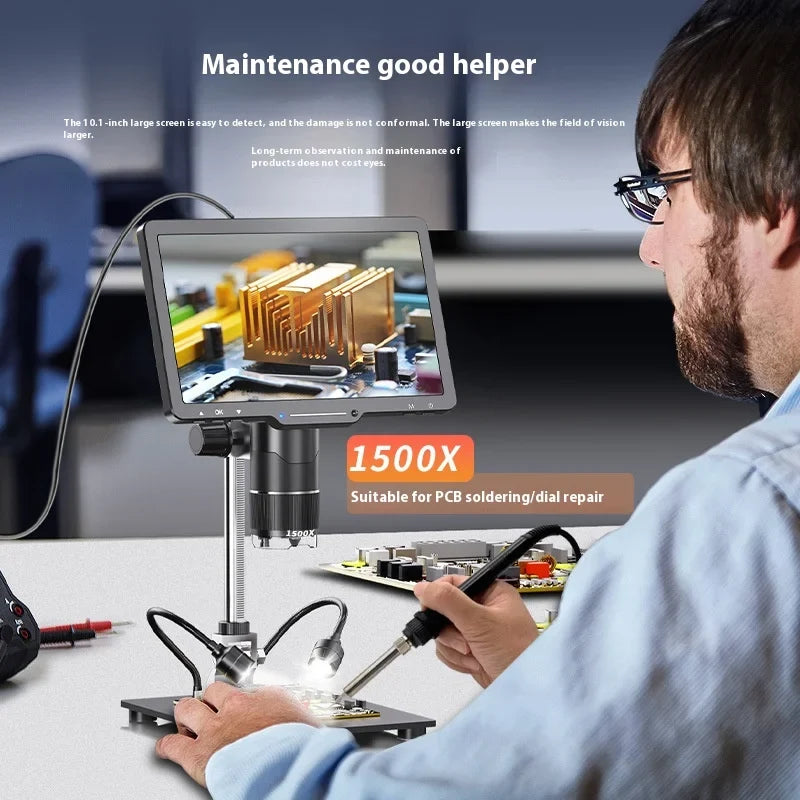 10.1-Inch Digital Microscope 500X – PCBA & Biology Inspection