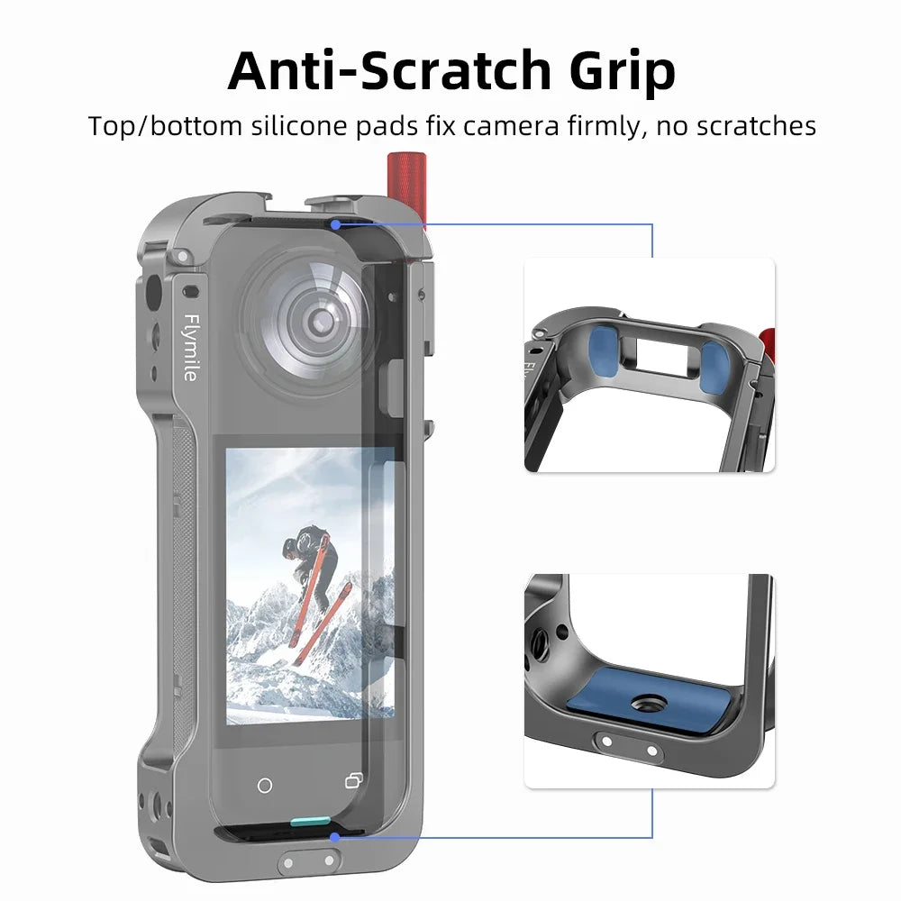 Flymile Aluminum Cage for Insta360 X5 + Silicone Lens Cover