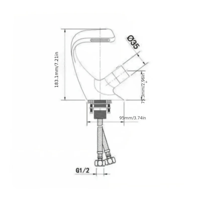 Black Waterfall Basin Faucet | Single Hole Hot & Cold Tap