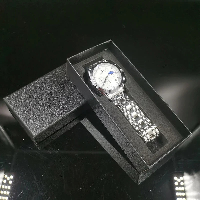 Black Rectangle Watch Box – Travel Gift Case with Sponge Insert