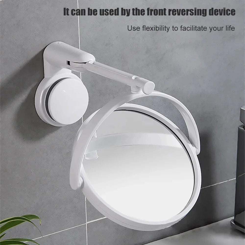 Double-Sided Folding Arm Suction Bathroom Makeup Mirror 6"