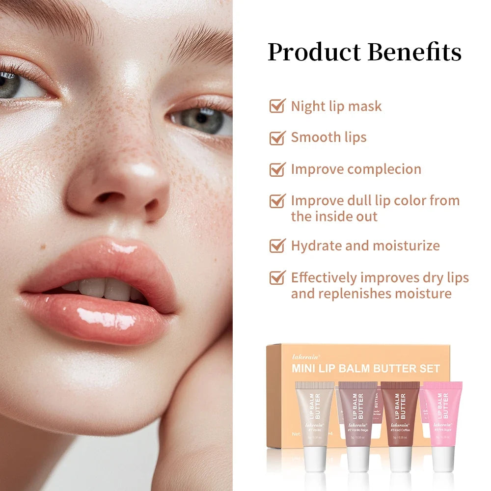 Lakerain 4-Pc Moisturizing Lip Gloss Butter Set | Gift Kit