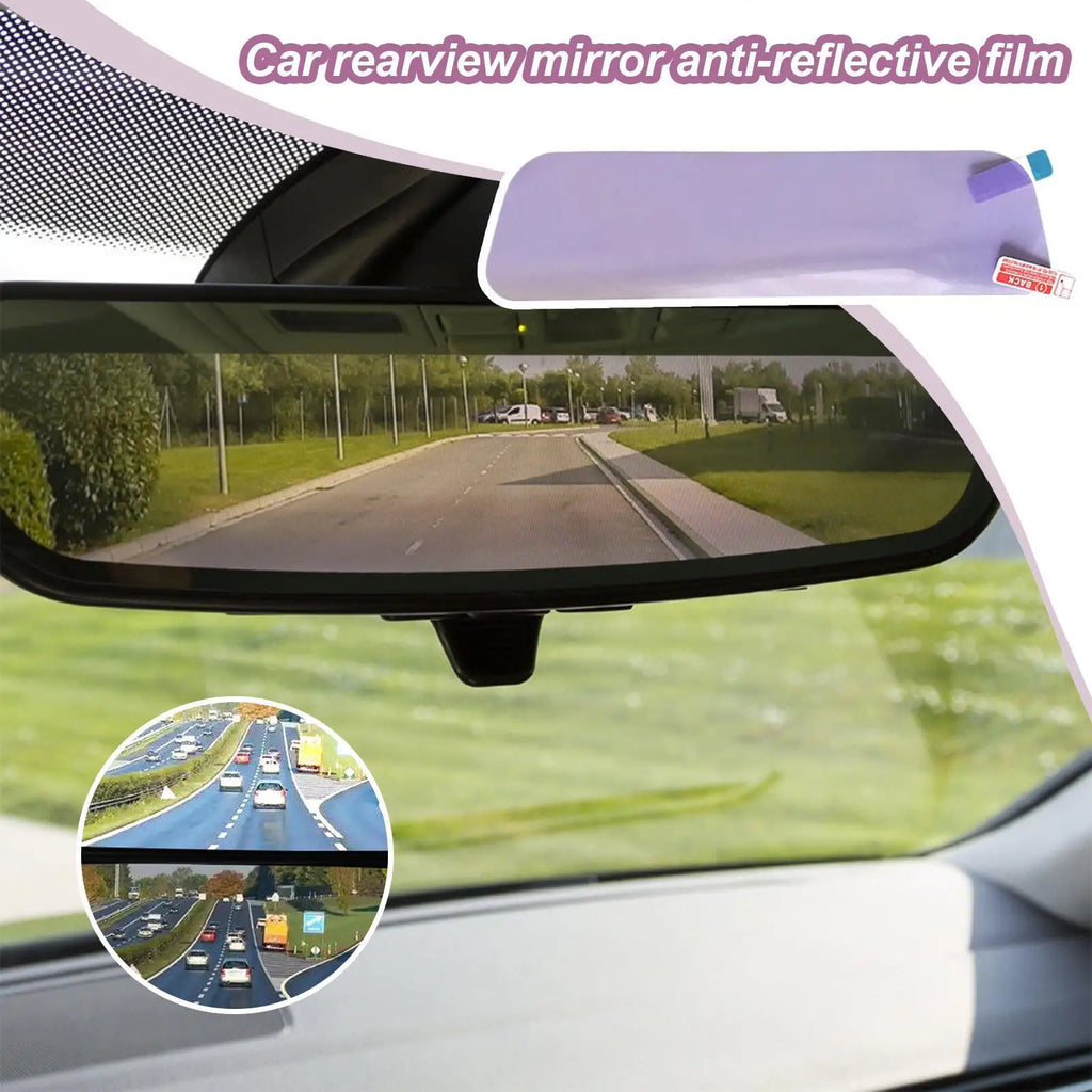 Car Rearview Mirror Anti-Glare Anti-Fog PET Film + Tool
