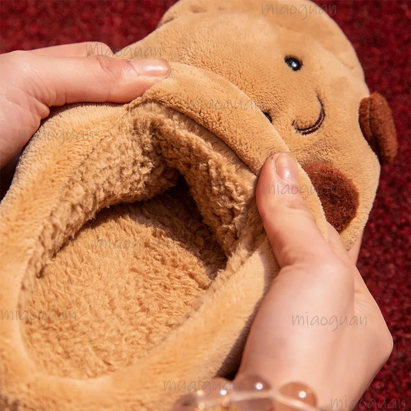 Croissant Fluffy Slippers – Furry Warm House Slides Women & Men