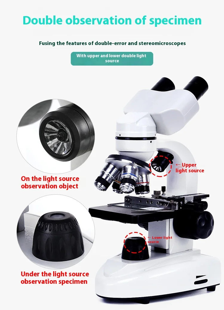 Binocular Biological Microscope 40X–640X | Teaching & Lab