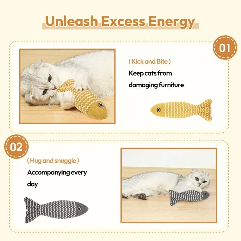 Cat Catnip Fish Toy – Bite-Resistant Sisal Teething Stick