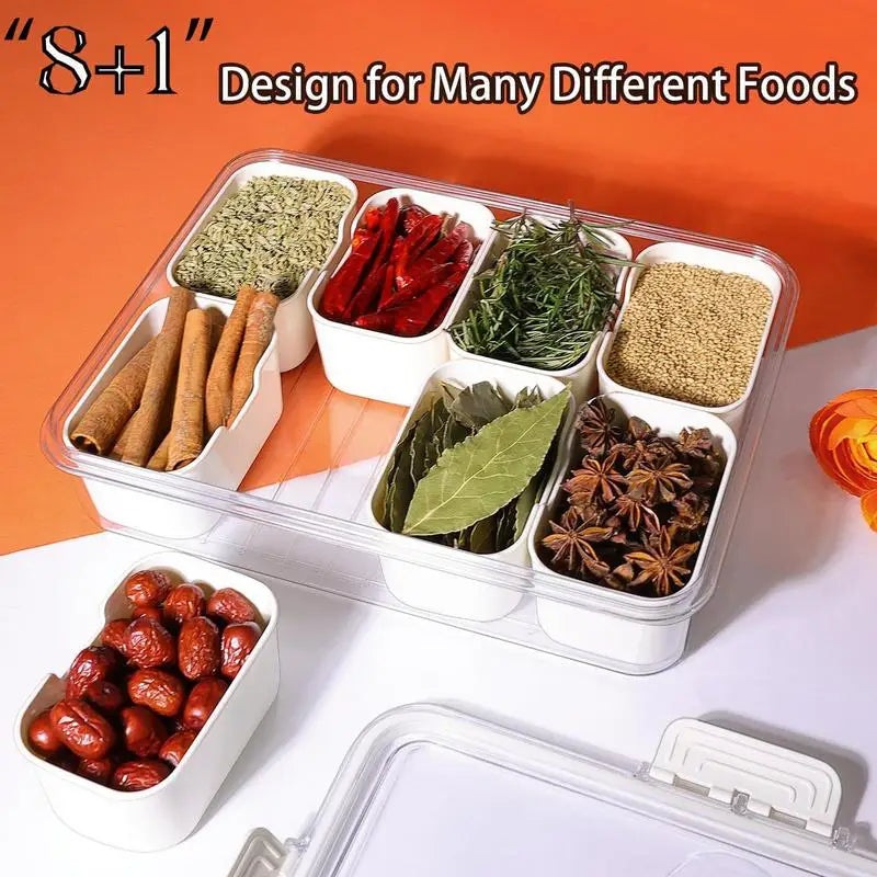 8-Compartment Leakproof Snack Container Tray with Lid & Handle