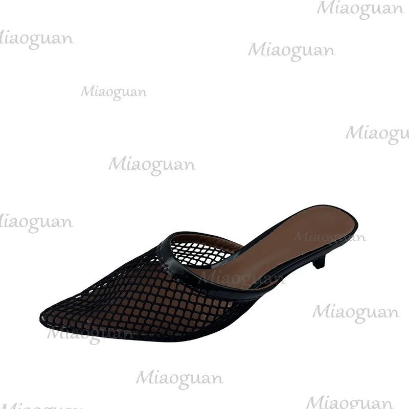 Women's Mesh Pointed Toe Low Heel Sandals | Party Dress Shoes