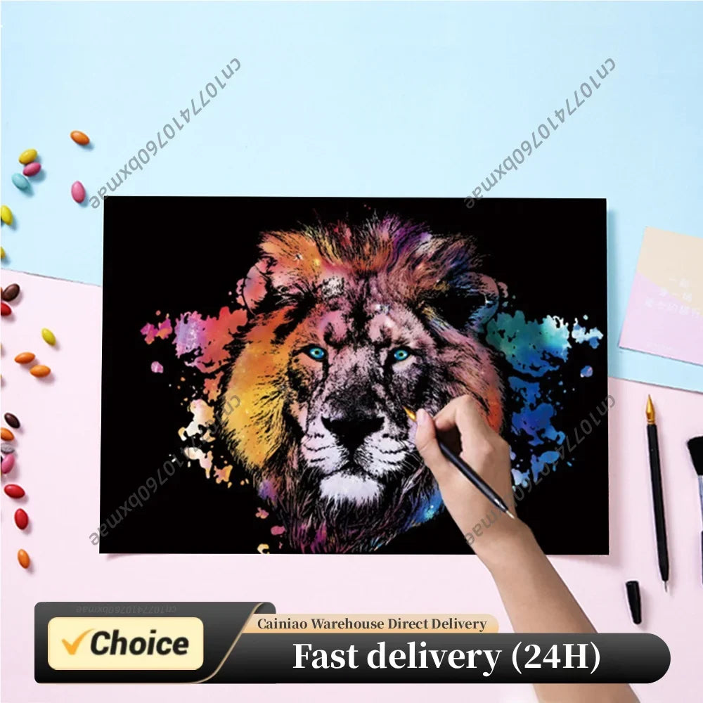 Animals Scratch Art Teen Adults 3 Tools DIY Paint 15 94x11 Painting