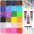 24-Color Jelly Glitter Resin Rhinestones Crystal Nail Gems + Glue